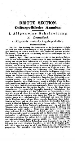 Culturpolitische Annalen : dritte Section