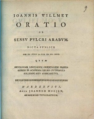 Oratio de sensu pulcri Arabum