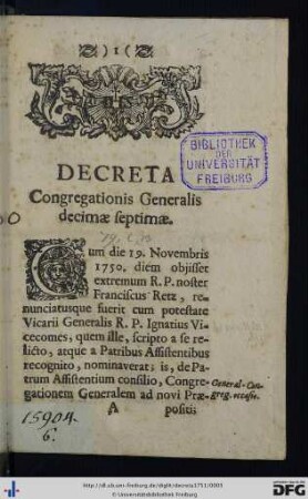 Decreta Congregationis Generalis decimæ septimæ