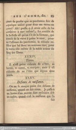 XXXV. Défauts de naissance