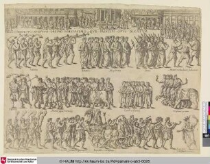 Ornatissimi Triumphi uti Paulus de Rege Macedonum Perse Capto P. Africanu Aimilianus de Carthaginiensibus excisis Pompeius Magnus ex oriente Julius Augustus, Vespasian, Trainus, et alii Imperatores Romanitriumphanant