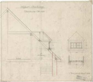 Littmann, Max; Bocksberg; Hofgut, Wohnhausanbau - Dachfenster (Grundriss, Ansicht, Schnitt)