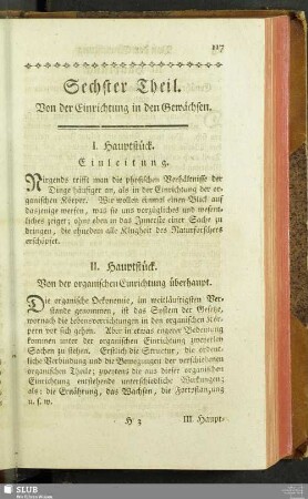 Sechster Theil. Von der Einrichtung in den Gewächsen
