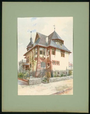 Villa Dr. Landmann, Darmstadt: Ansicht (aus: Moderne Villen in Meisteraquarellen, hrsg. von Gebr. R. Völkel, 1903-04)