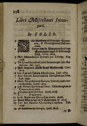 Libri Miscellanei Incompacti In Folio