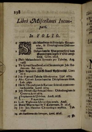 Libri Miscellanei Incompacti In Folio