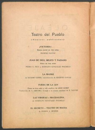 Teatro del Pueblo - (Números publicados)