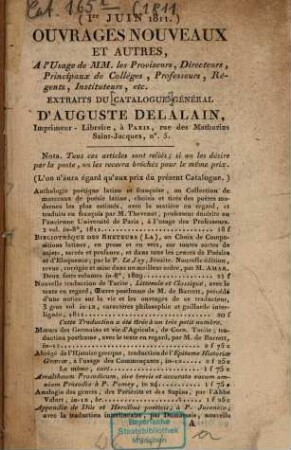 Ouvrages nouveaux et autres : Catalogue