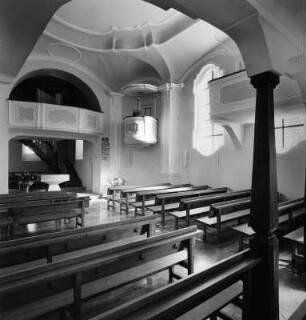 Fleinheim. Kirche (1763; J. Dossenberger). Inneres mit Kanzel