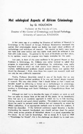 185-195, Methodological Aspects of African Criminology