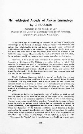 185-195, Methodological Aspects of African Criminology