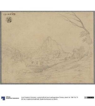 Landschaft mit hoch aufragendem Felsen