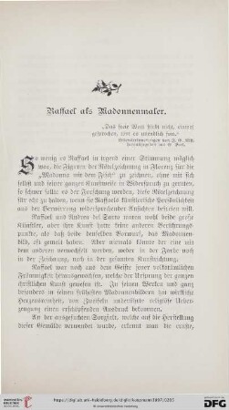 Raffael als Madonnenmaler