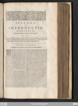 Caput Primum. De nominibus Sacrae Scripturae, sive de Etymo & nominibus definitione.