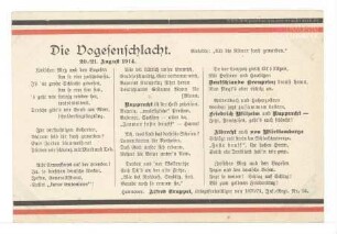 Die Vogesenschlacht 20./21. August 1914 - Melodie: Als die Römer frech geworden