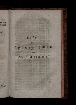 Tafel der Logarithmen der Sinus und Tangenten.