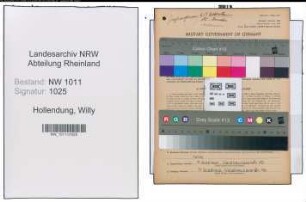 Entnazifizierung Willy Hollendung , geb. 02.02.1902 (Elektromeister)