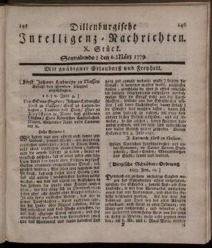 X. Stück. Sonnabends: den 6. März 1779.
