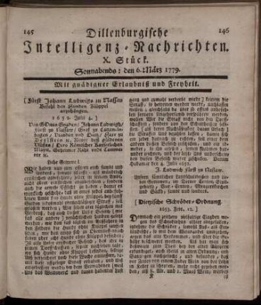 X. Stück. Sonnabends: den 6. März 1779.