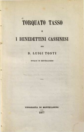 Torquato Tasso e i Benedettini Cassinesi
