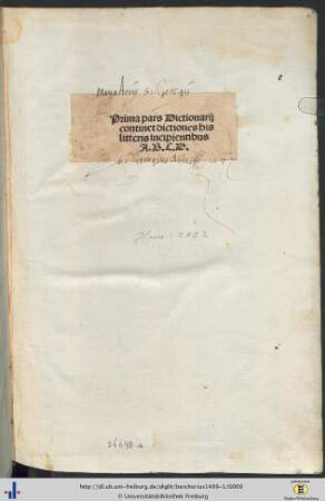 Prima pars: Repertorium morale: Prima pars Dictionarij continet dictiones his litteris incipientibus A.B.C.D.