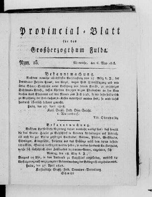 Num. 18, Ausgabe vom 6. Mai 1818