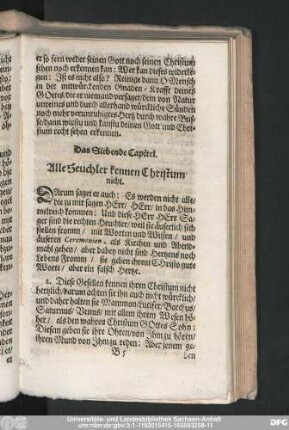Das Siebende Capitel. Alle Heuchler kennen Christum nicht.