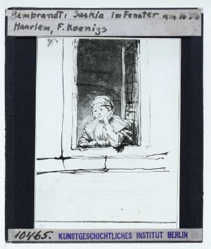 Rembrandt, Saskia aus dem Fenster blickend (Zeichnung) (Rotterdam BvB R 131 (PK))