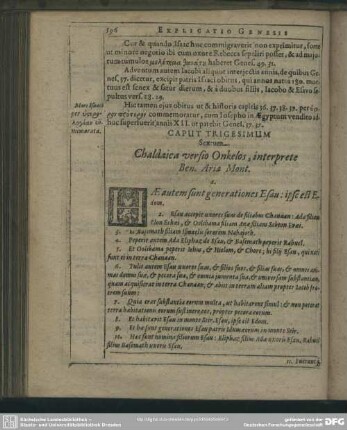 Caput Trigesimum Sextum. Chaldaica versio Onkelos, interprete Ben. Aria Mont.