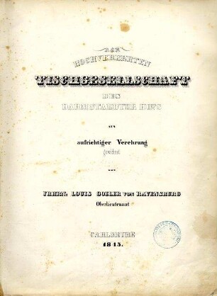 Album der Tischgesellschaft im Darmstädter Hof. Titelblatt