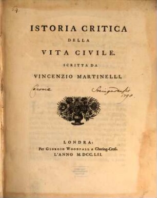 Istoria critica della Vita civile