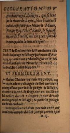 Declaration du pretendu peage d'Aubigny