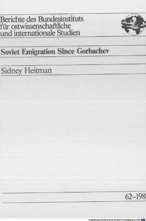 Soviet emigration since Gorbachev