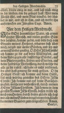 Vor dem Heiligen Abendmahl