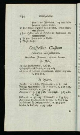 244-245, Conspectus Classium