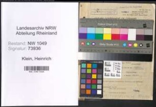 Entnazifizierung Heinrich Klein , geb. 27.10.1896 (Wachtmeister)
