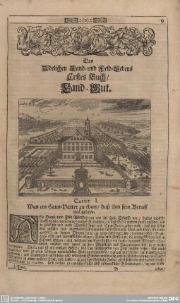 Deß Adelichen Land- und Feld-Lebens Erstes Buch/ Land-Gut.