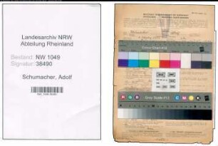 Entnazifizierung Adolf Schumacher , geb. 03.10.1903 (Kaufmann)
