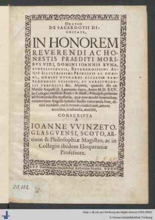 ORATIO DE SACERDOTII DIGNITATE