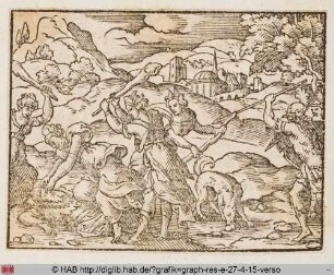 Hecuba reißt Polymestor die Augen heraus.