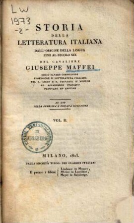 Storia della letteratura italiana dall'origine della lingua fino al secolo XIX, 2