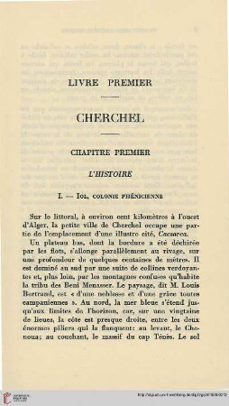 Chapitre premier: L'histoire