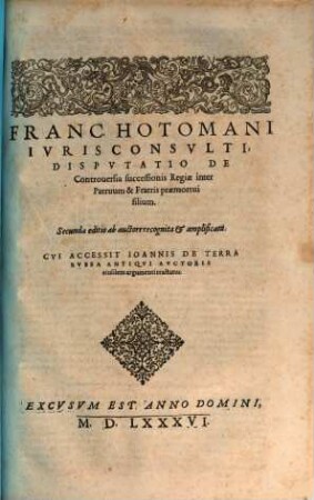 Disputatio de Controversia successionis Regiae inter Patruum et Fratris praemortui Filium ...