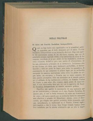 Notas políticas : El éxito del Partido Socialista Independiente