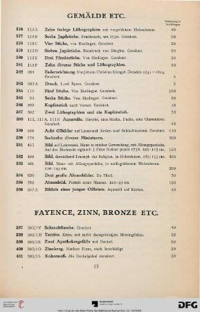 Fayence, Zinn, Bronze (Nr. 397-438)