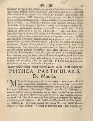 Physica particularis.
