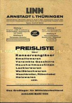 Katalog der Firma Linn für Haushaltgegenstände