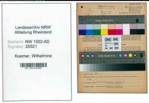 Entnazifizierung Wilhelmine Koerner, geb. 07.10.1883 (Hausmeisterin)