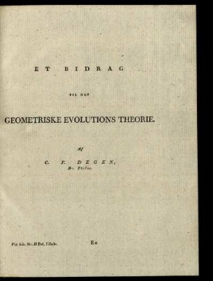 Et Bidrag til den geometriske evolution Theorie
