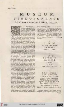Museum Vindobonense in atriis Caesareae bibliothecae